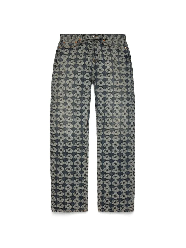 Pantalon en Denim « Baggy Jacquard Wreath »