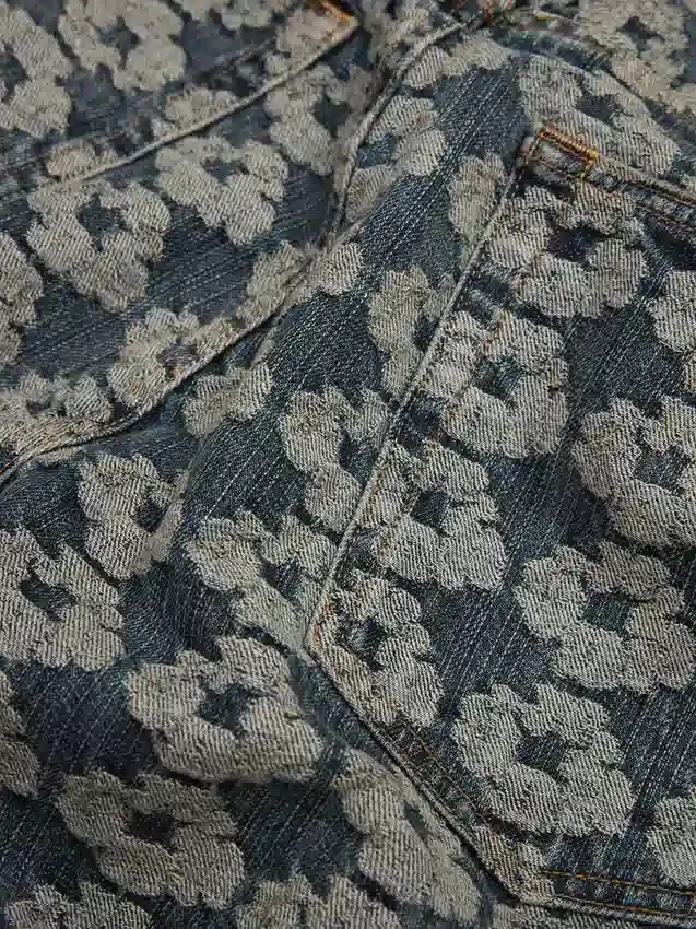 Pantalon en Denim « Baggy Jacquard Wreath »