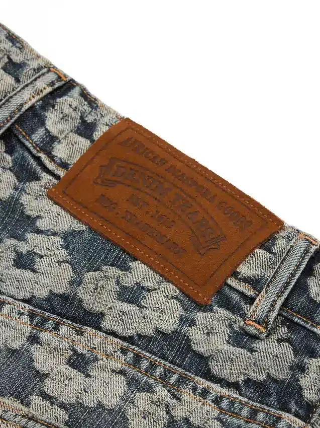Pantalon en Denim « Baggy Jacquard Wreath »