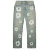 Pantalon en Denim « Cotton Wreath » ample clouté, délavage « Dirty Wash »