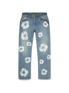 Pantalon en Denim « Cotton Wreath » coupe droite, délavage clair