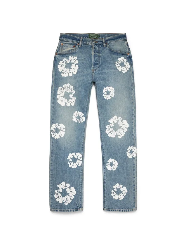 Pantalon en Denim « Cotton Wreath » coupe droite, délavage clair