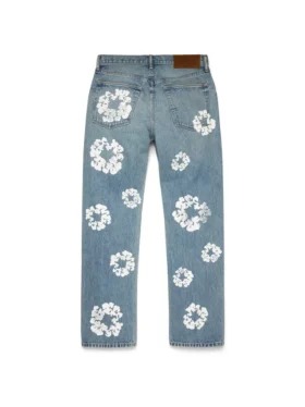 Pantalon en Denim « Cotton Wreath » coupe droite, délavage clair