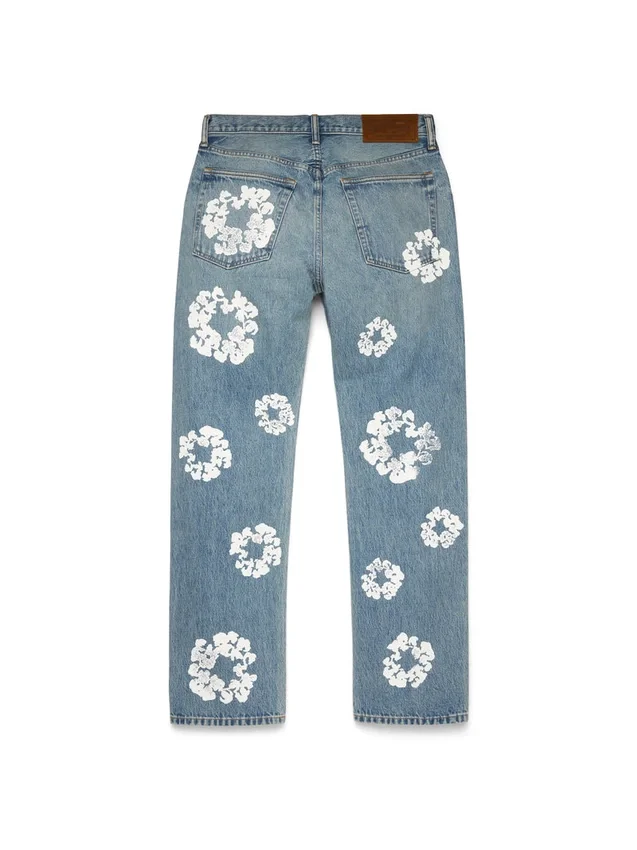Pantalon en Denim « Cotton Wreath » coupe droite, délavage clair