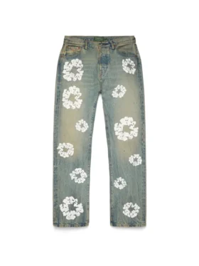 Pantalon en Denim « Cotton Wreath » coupe droite, délavage « Dirty Wash »