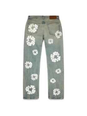 Pantalon en Denim « Cotton Wreath » coupe droite, délavage « Dirty Wash »