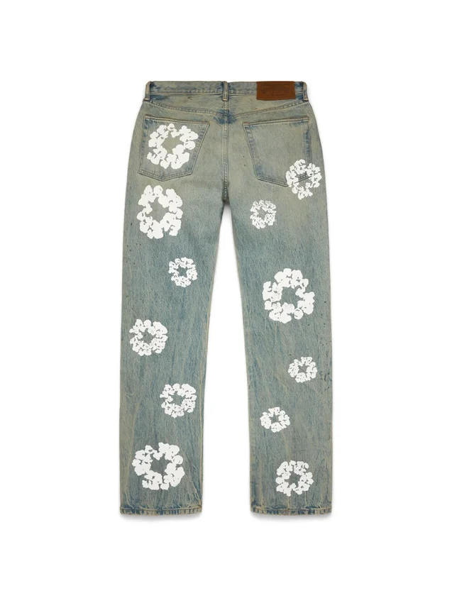 Pantalon en Denim « Cotton Wreath » coupe droite, délavage « Dirty Wash »