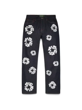 Pantalon en denim « Cotton Wreath » coupe droite à lisière