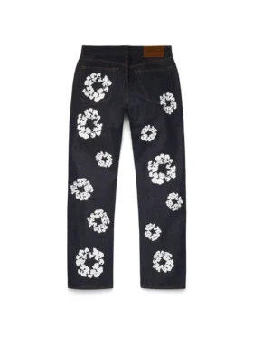 Pantalon en denim « Cotton Wreath » coupe droite à lisière