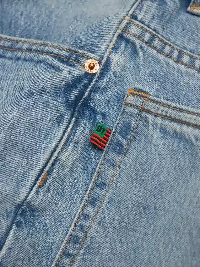 Pantalon en Denim droit, délavage clair