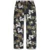 Pantalon en denim à fleurs ample avec lisière