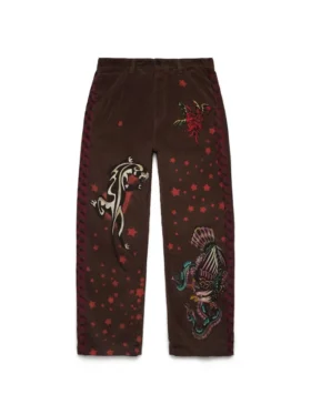 Pantalon en velours côtelé « Tattoo » marron