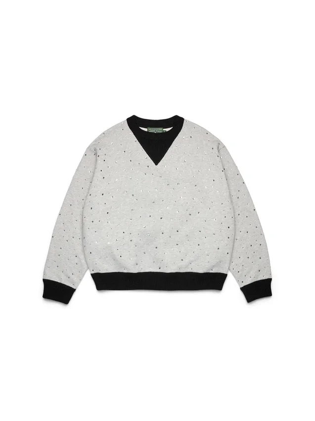 Pull en maille à col rond Crystal, noir