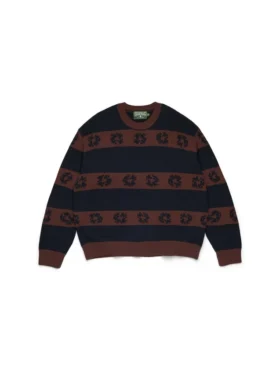 Pull rayé en coton avec Cotton Wreath bleu marine/marron