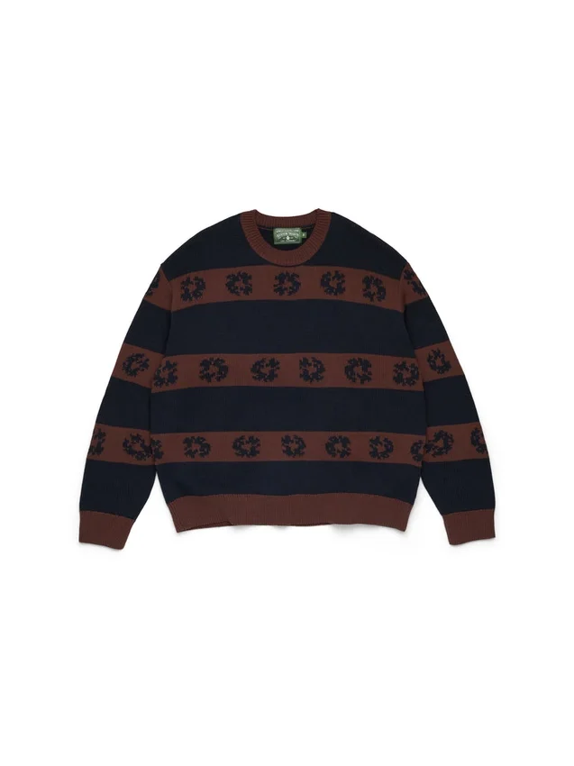 Pull rayé en coton avec Cotton Wreath bleu marine/marron