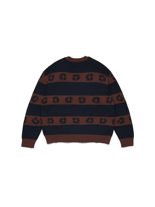 Pull rayé en coton avec Cotton Wreath bleu marine/marron
