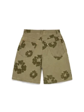 Short « Cotton Wreath » floqué, couleur kaki