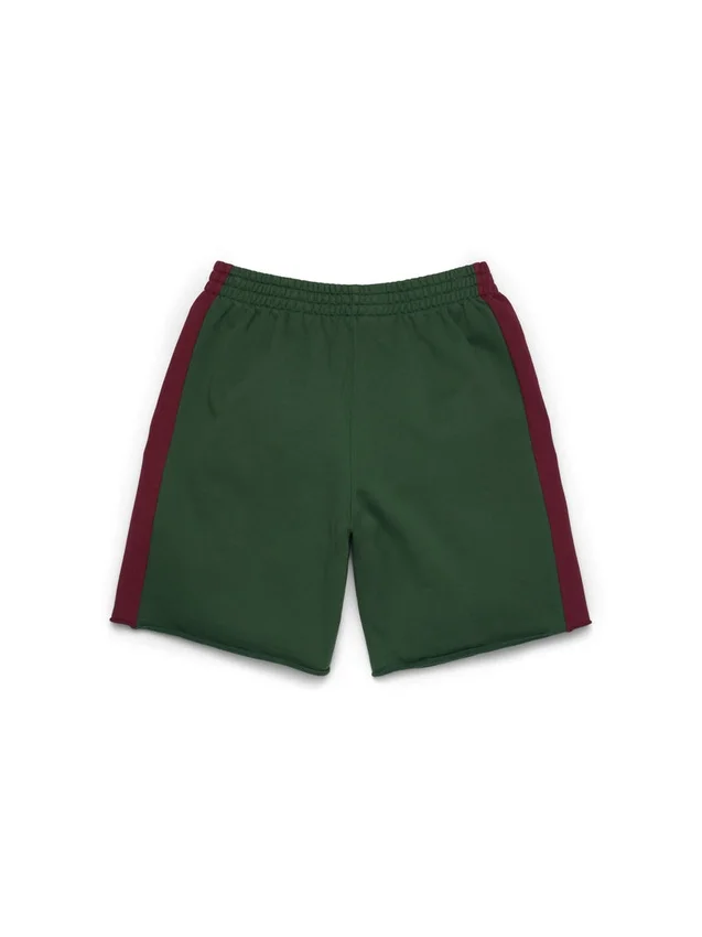Short de survêtement en denim à empiècements « U » vert