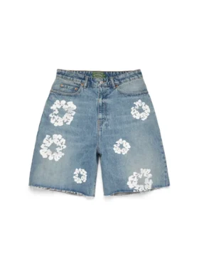 Short en Denim « Cotton Wreath » délavé clair