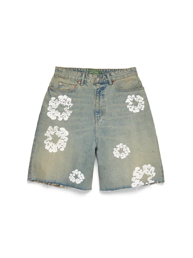 Short en Denim « Cotton Wreath » délavé « Dirty Wash »