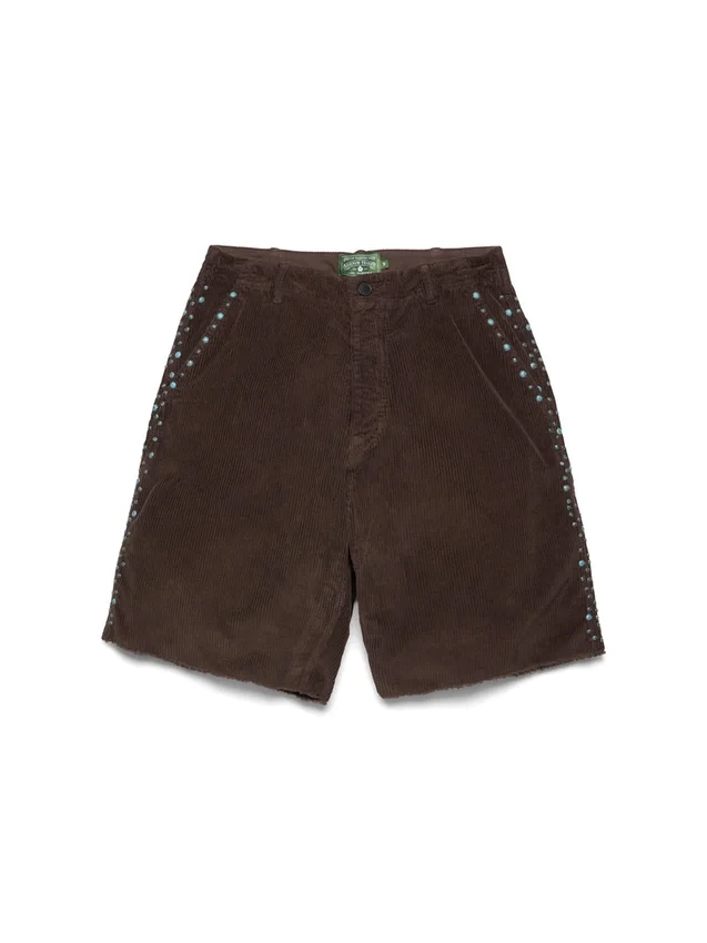 Short en velours côtelé à clous oxydés