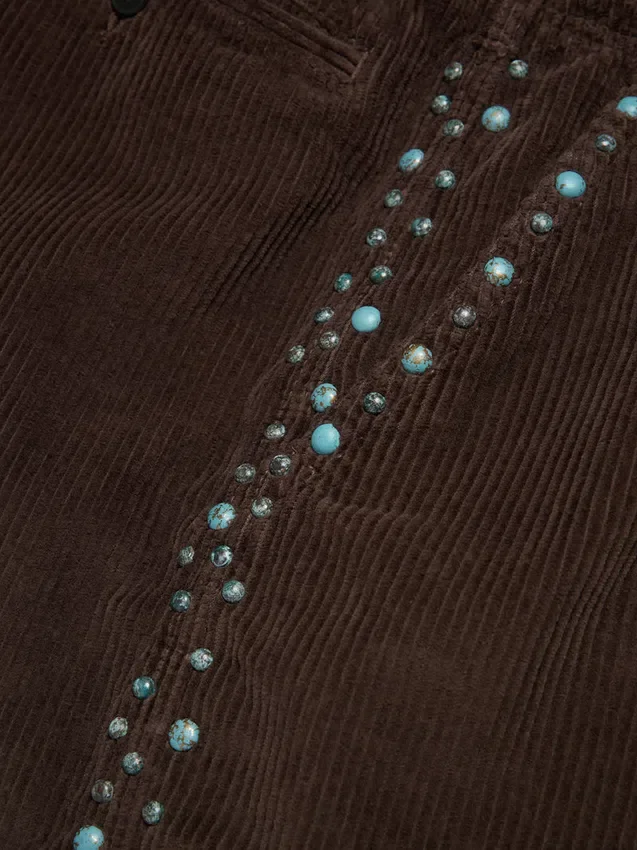 Short en velours côtelé à clous oxydés