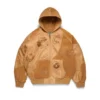 Sweat à capuche en patchwork de cuir et daim « Cotton Wreath Hoodie », marron