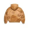 Sweat à capuche en patchwork de cuir et daim « Cotton Wreath Hoodie », marron