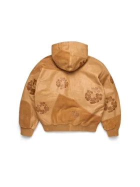 Sweat à capuche en patchwork de cuir et daim « Cotton Wreath Hoodie », marron