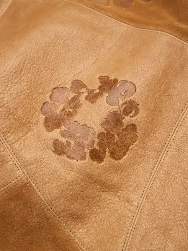 Sweat à capuche en patchwork de cuir et daim « Cotton Wreath Hoodie », marron
