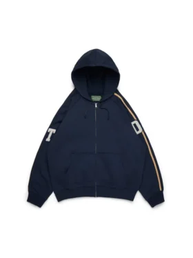 Sweat à capuche zippé avec écussons DT Chenille, bleu