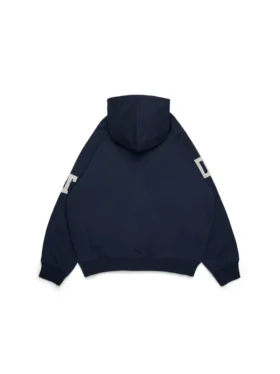 Sweat à capuche zippé avec écussons DT Chenille, bleu
