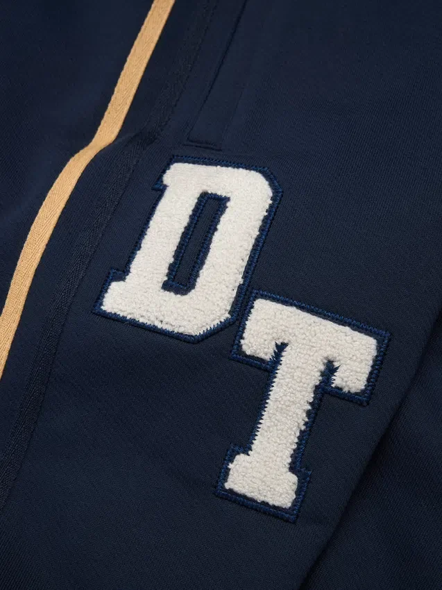 Sweat à capuche zippé avec écussons DT Chenille, bleu