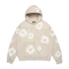 Sweat à capuche zippé « Cotton Wreath » couleur crème
