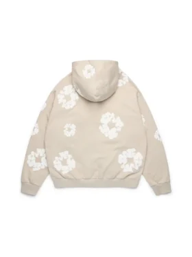 Sweat à capuche zippé « Cotton Wreath » couleur crème