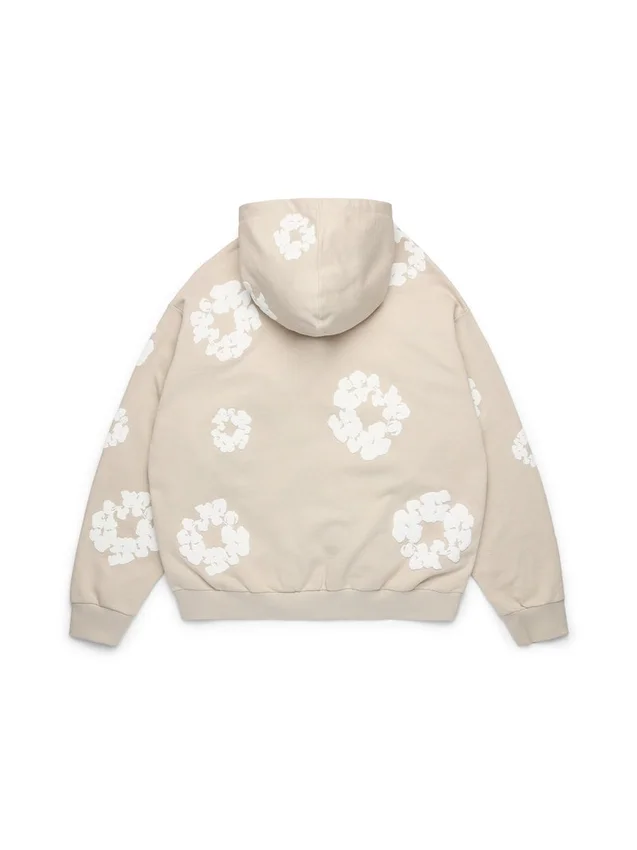 Sweat à capuche zippé « Cotton Wreath » couleur crème