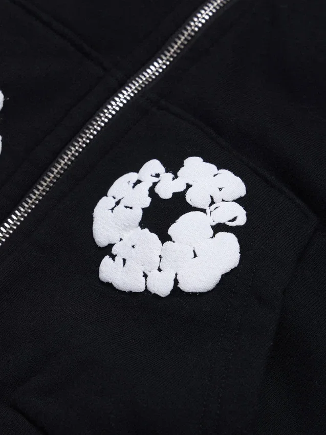 Sweat à capuche zippé « Cotton Wreath Hoodie » pour enfant, noir