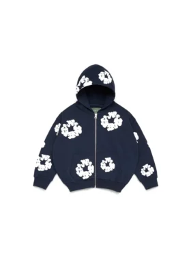 Sweat à capuche zippé « Cotton Wreath Hoodie » pour enfants, bleu marine