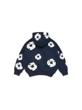 Sweat à capuche zippé « Cotton Wreath Hoodie » pour enfants, bleu marine