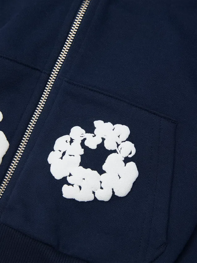 Sweat à capuche zippé « Cotton Wreath Hoodie » pour enfants, bleu marine