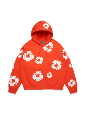Sweat à capuche zippé « Cotton Wreath » orange foncé