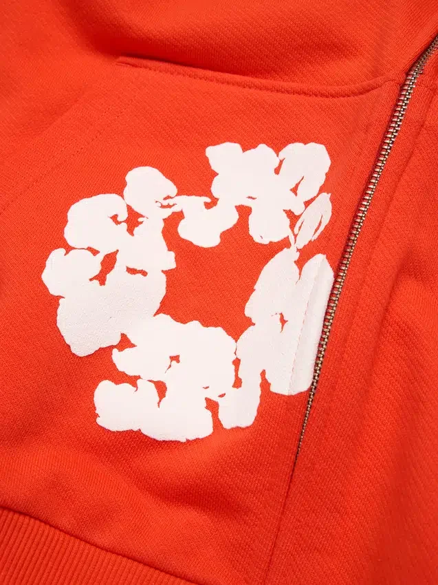 Sweat à capuche zippé « Cotton Wreath » orange foncé