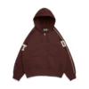 Sweat à capuche zippé DT avec écussons en chenille, marron