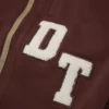 Sweat à capuche zippé DT avec écussons en chenille, marron