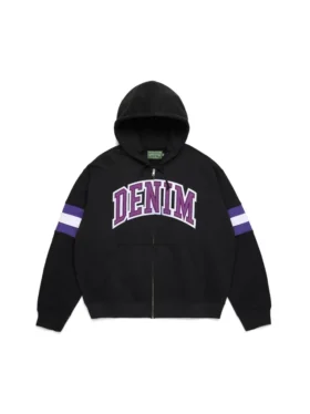 Sweat à capuche zippé DT Stripe, noir