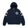 Sweat à capuche zippé à empiècements Denim U bleu marine