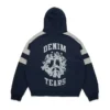 Sweat à capuche zippé à empiècements Denim U bleu marine