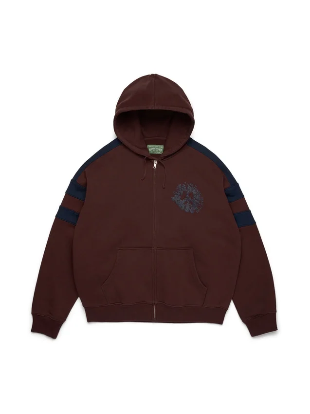Sweat à capuche zippé à empiècements Denim U marron