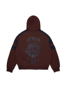 Sweat à capuche zippé à empiècements Denim U marron