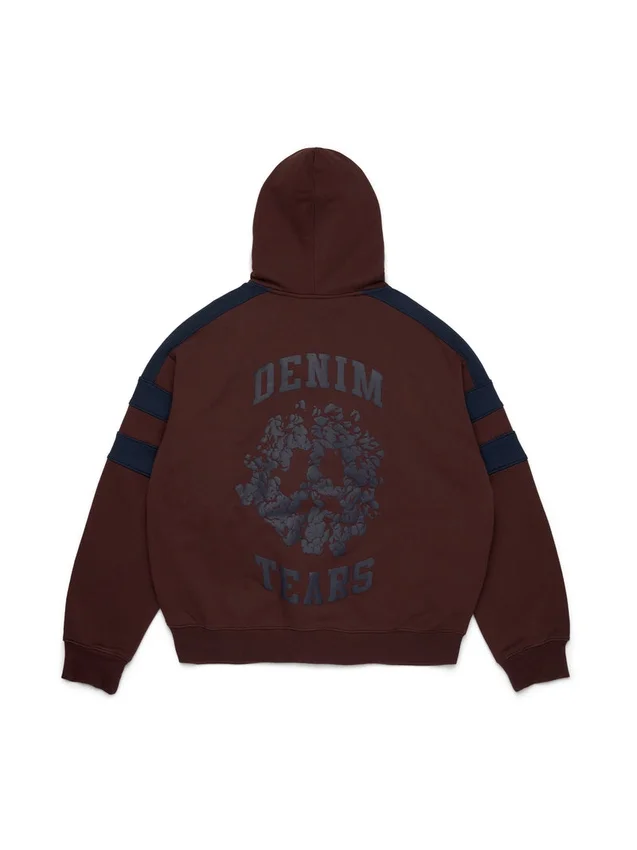 Sweat à capuche zippé à empiècements Denim U marron